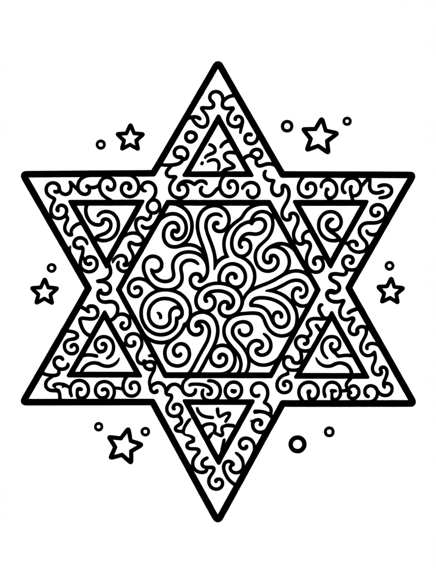 Star of David (Magen David) with detailed filigree pattern inside