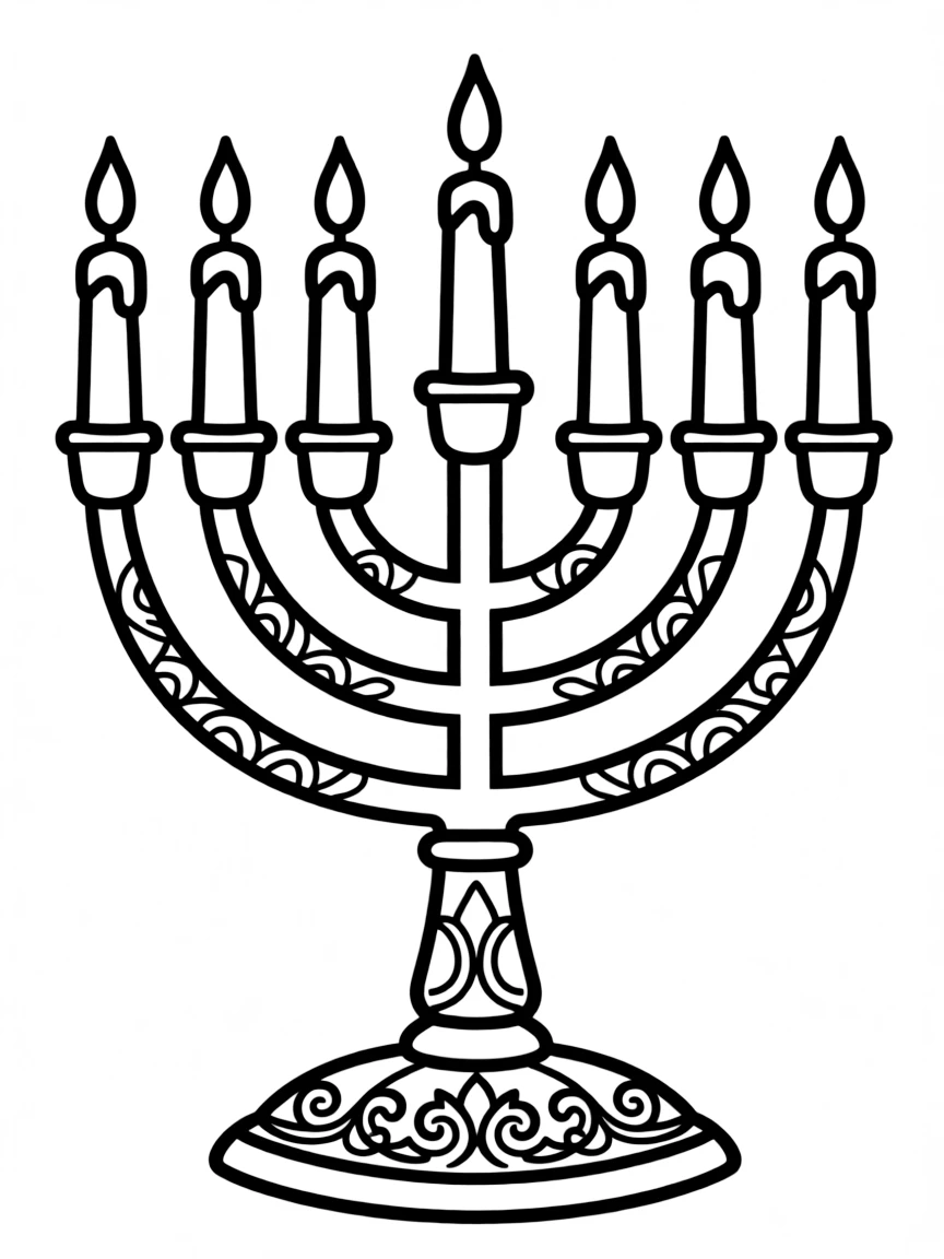 Menorah with detailed seven branches and base decorations