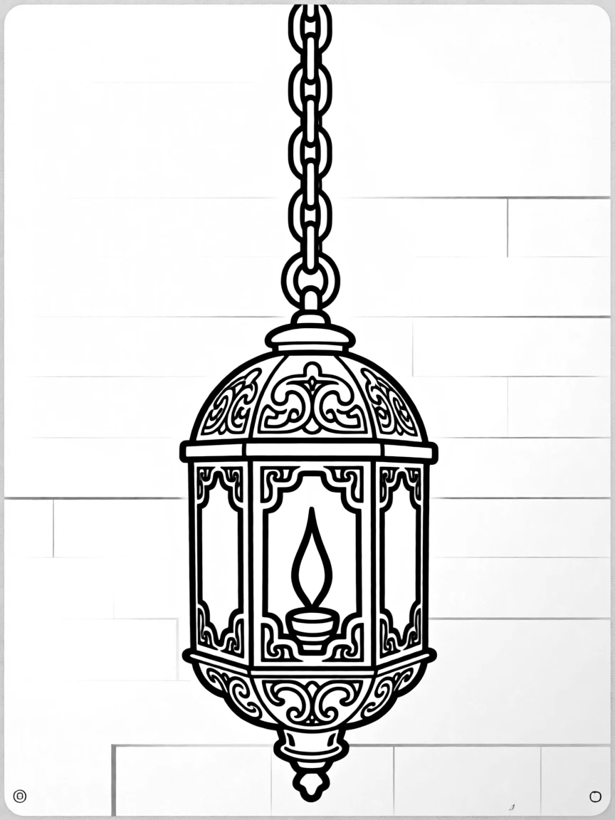 Eternal light (Ner Tamid) with detailed lamp design and hanging chain