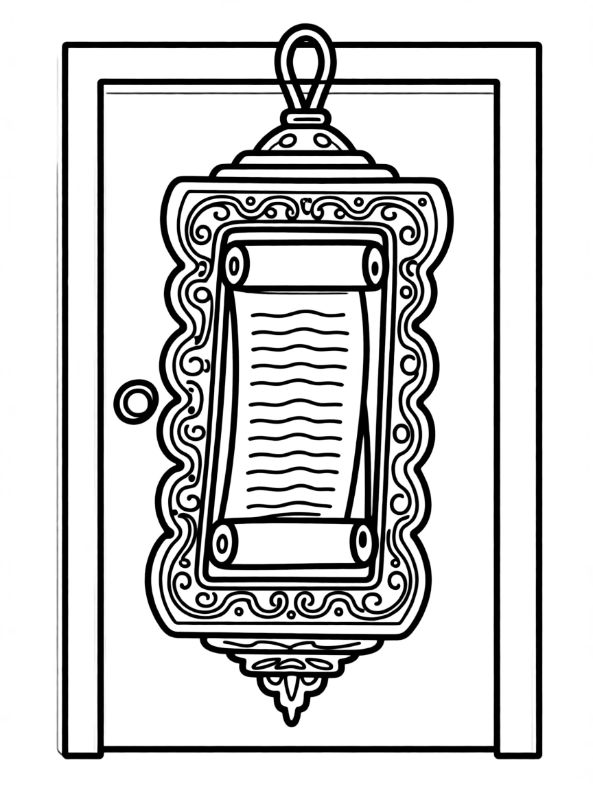 Mezuzah with detailed case design and visible parchment