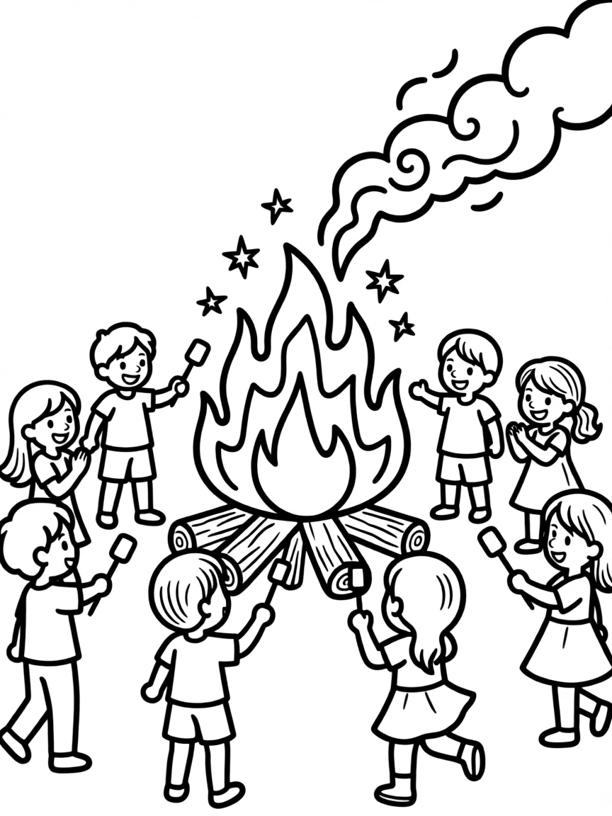 Lag B'Omer bonfire scene with detailed flames and celebrations