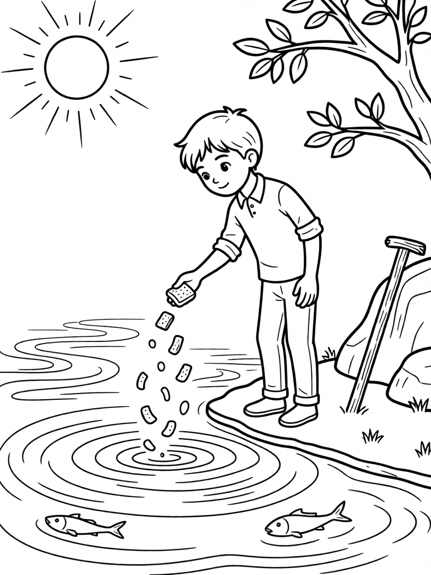 Tashlich ceremony by water with detailed symbolic elements