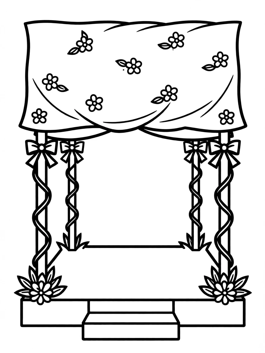 Detailed chuppah (wedding canopy) with decorative elements