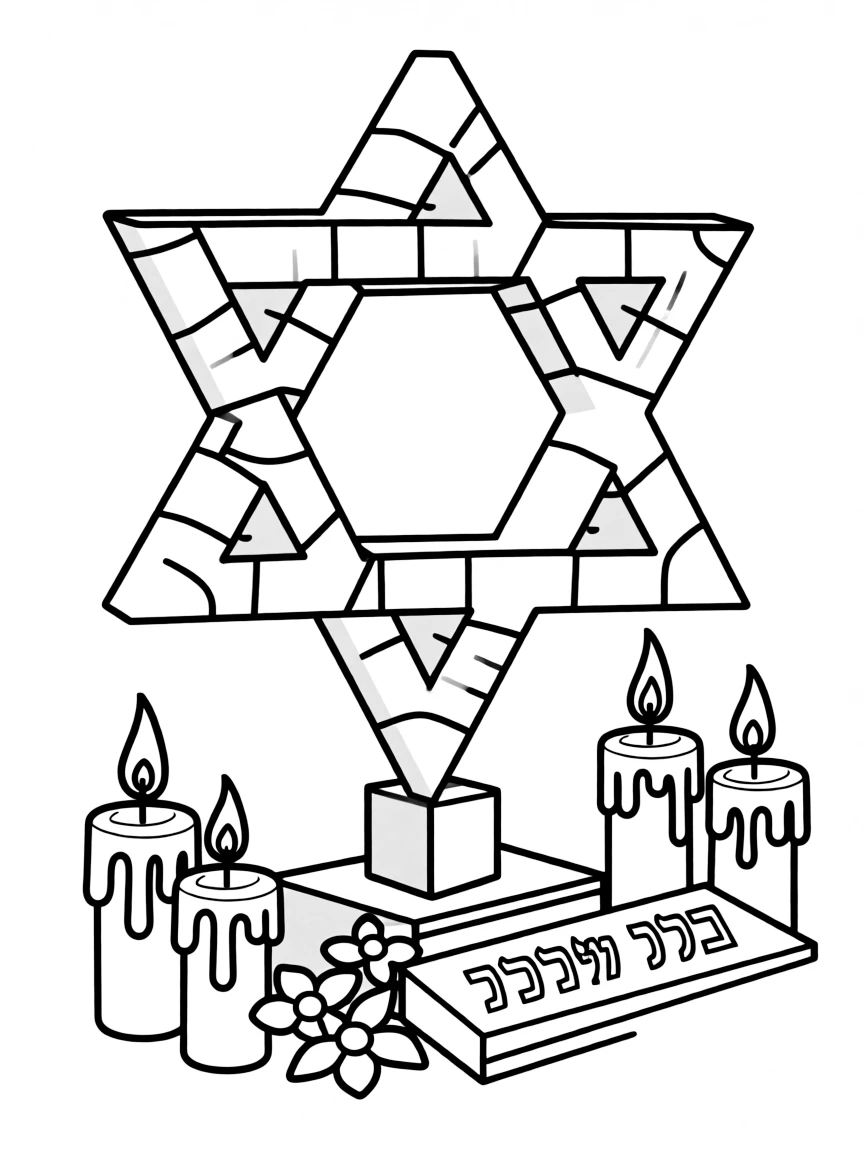 Holocaust memorial with detailed symbolic elements and Hebrew text