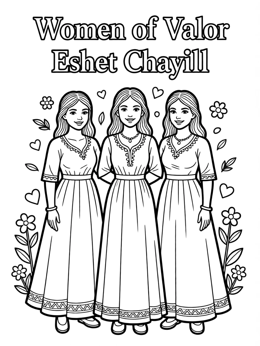 Women of valor (Eshet Chayil) text in ornate Hebrew script