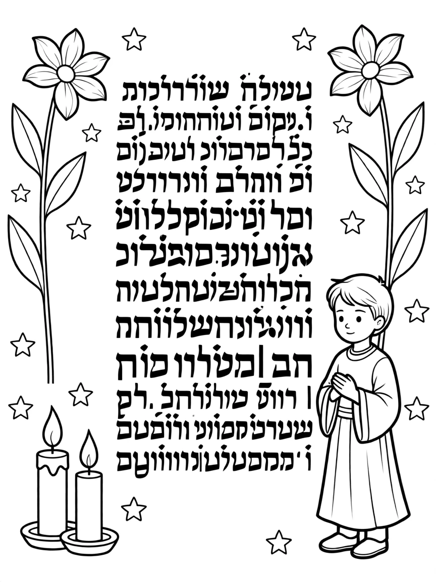 Kaddish prayer in traditional Hebrew calligraphy with memorial elements