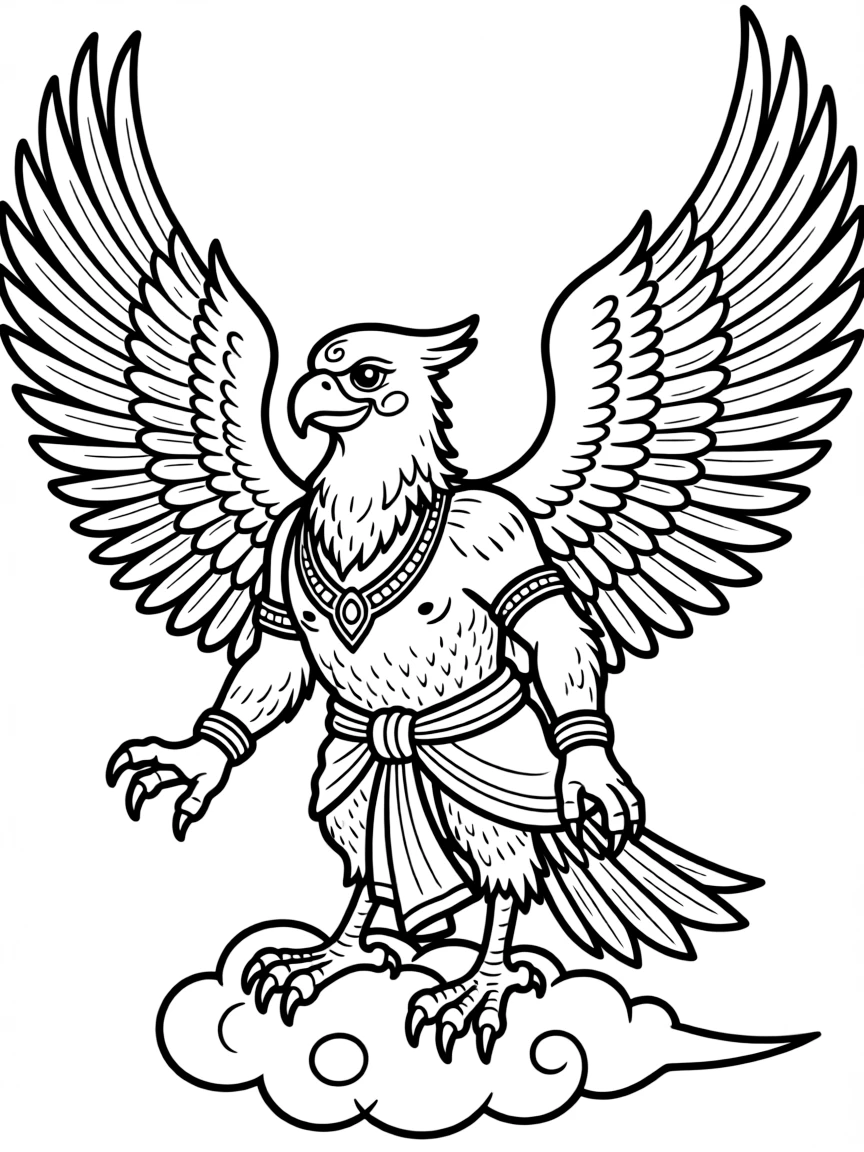 Hindu garuda with detailed eagle features and divine attributes
