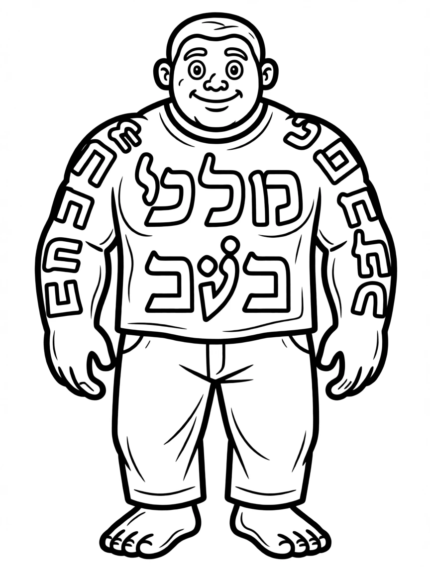 Jewish golem with Hebrew inscriptions and detailed clay texture