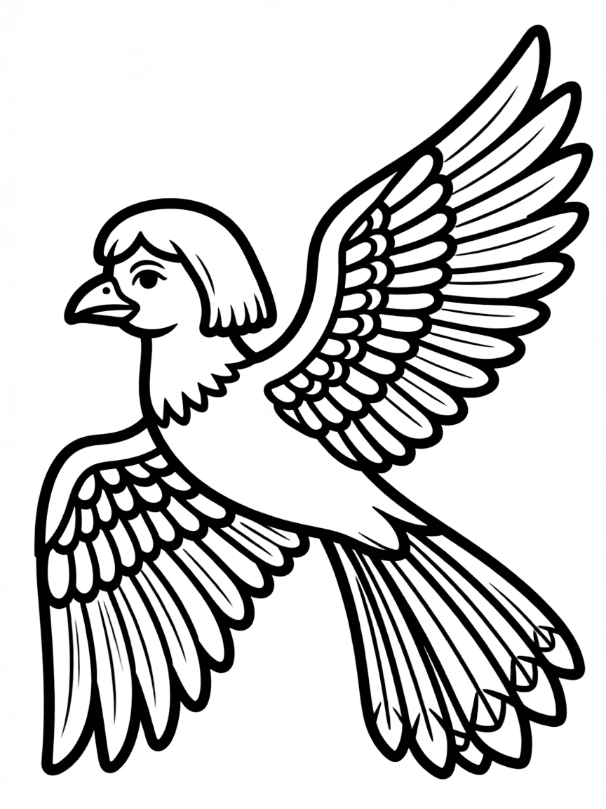 Egyptian Ba (soul bird) with human head and detailed wing patterns