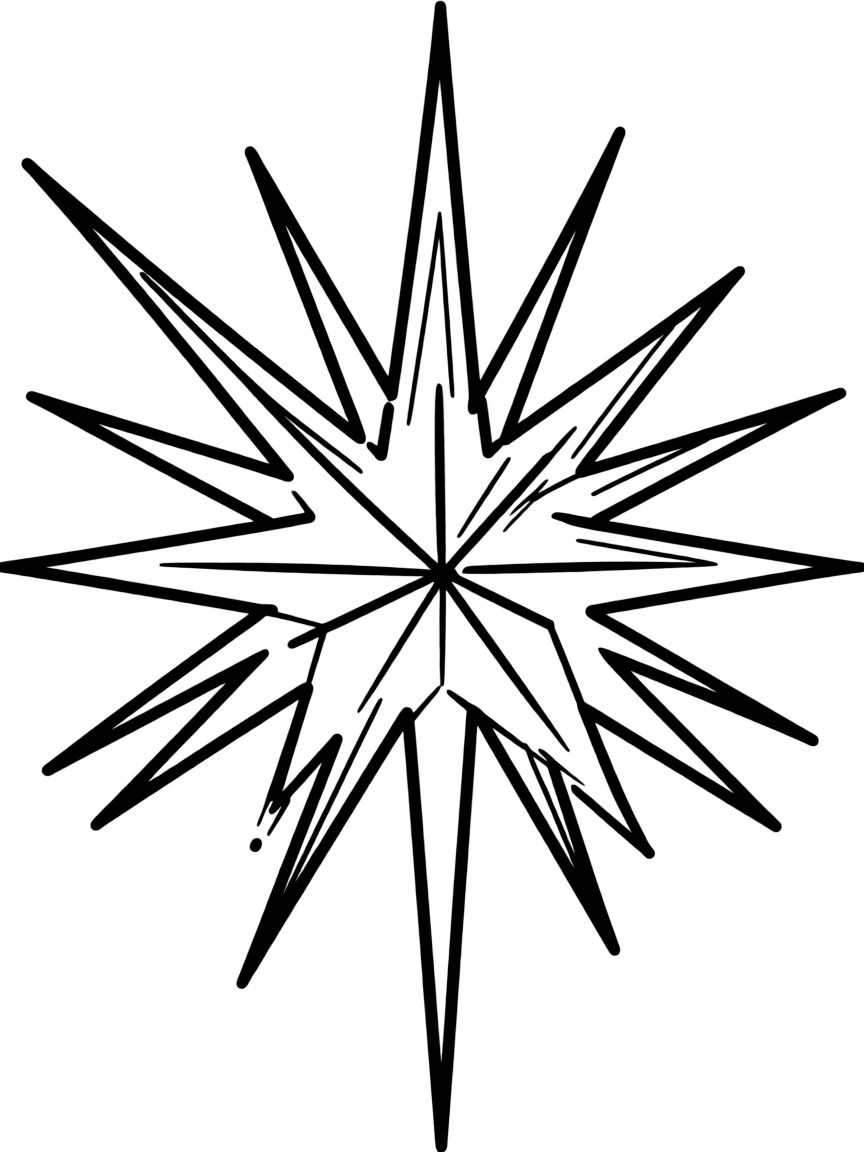 Detailed star of Bethlehem with rays extending in multiple directions