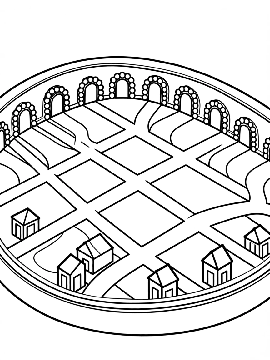 New Jerusalem with twelve gates of pearl and detailed street layout