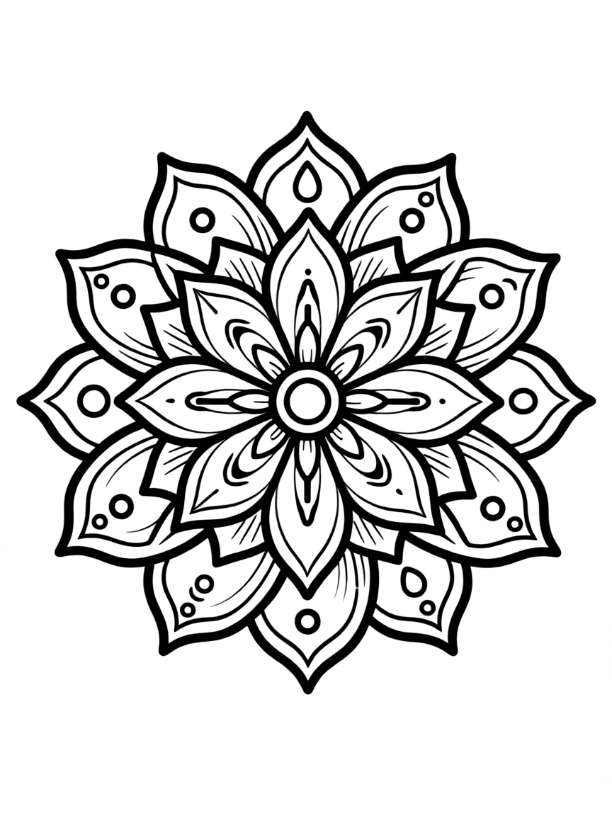 Lotus flower mandala with detailed petals and spiritual symbolism