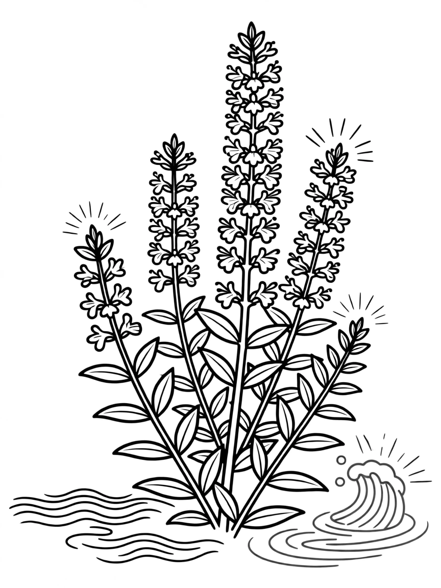 Hyssop plant with detailed purification symbolism and botanical accuracy