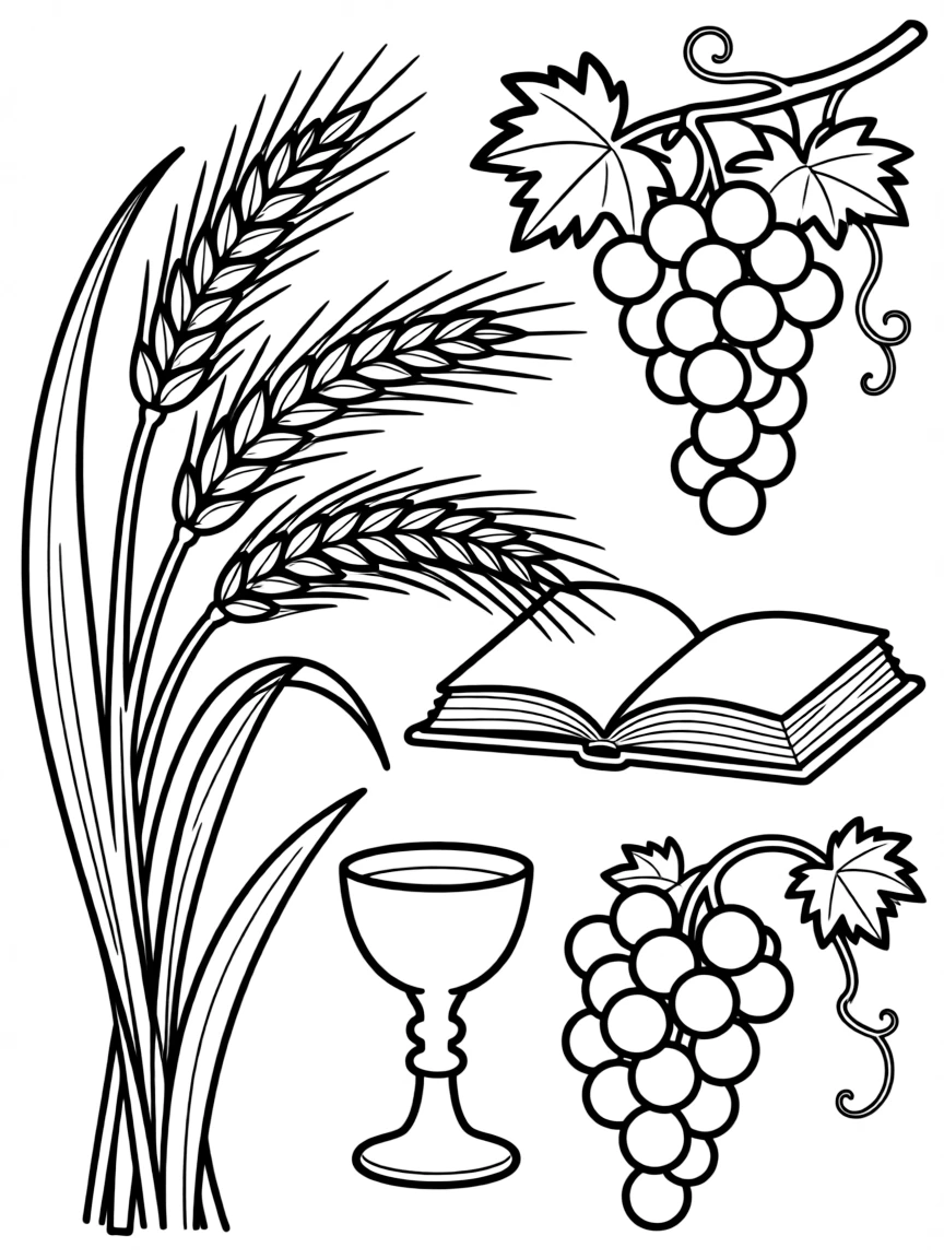 Wheat and grape arrangement with communion/Eucharist symbolism