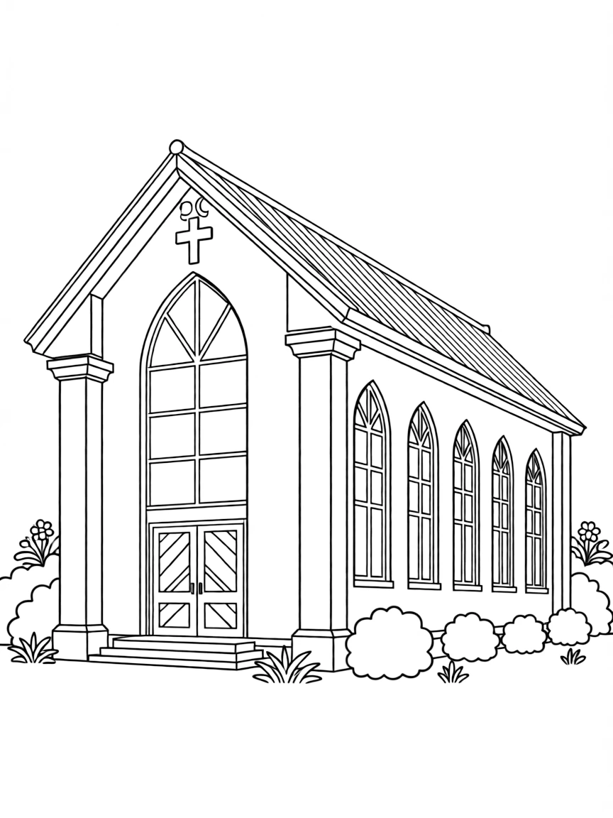 Modern interfaith chapel with detailed architectural elements