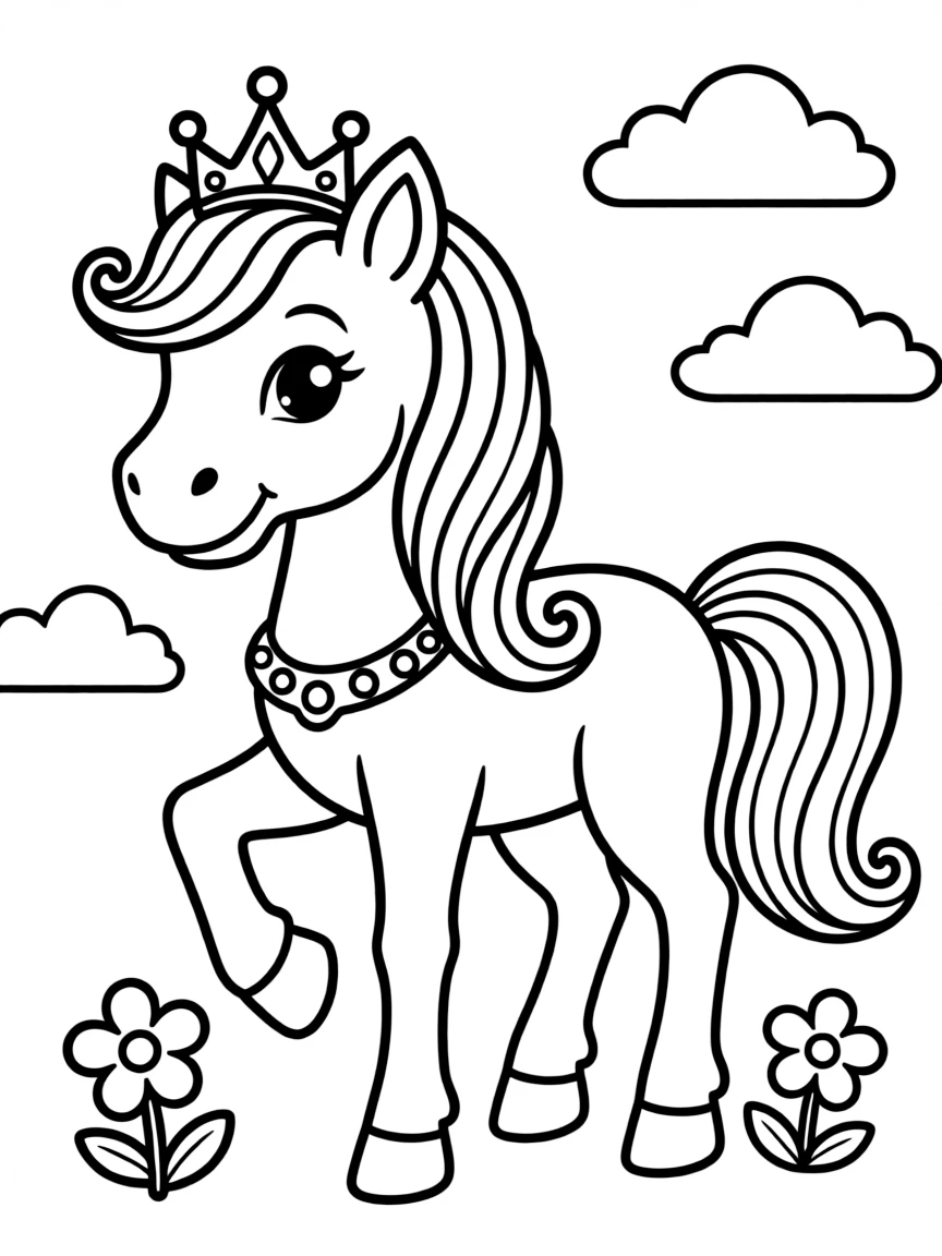 Unicorn princess wearing a delicate crown and jeweled harness