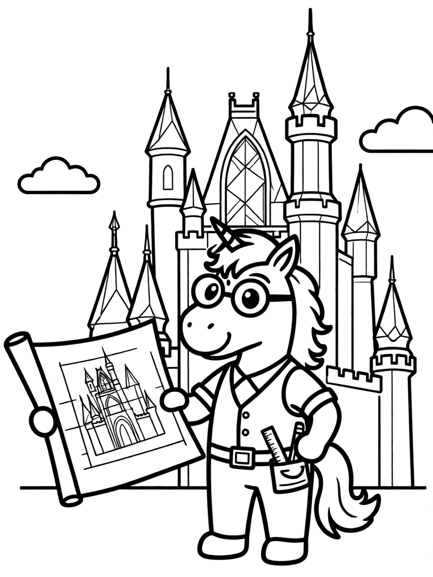 Unicorn architect building a crystal castle