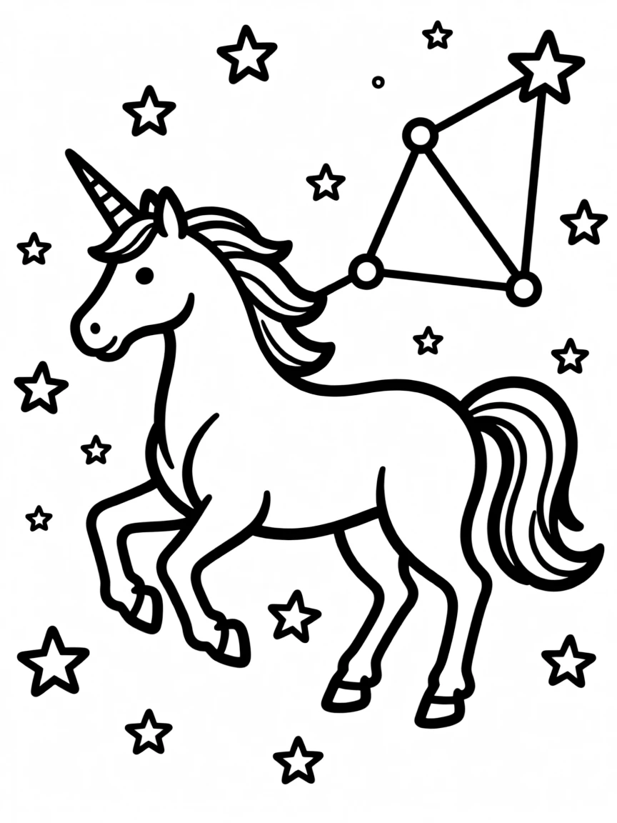 Unicorn constellation in a starry night sky