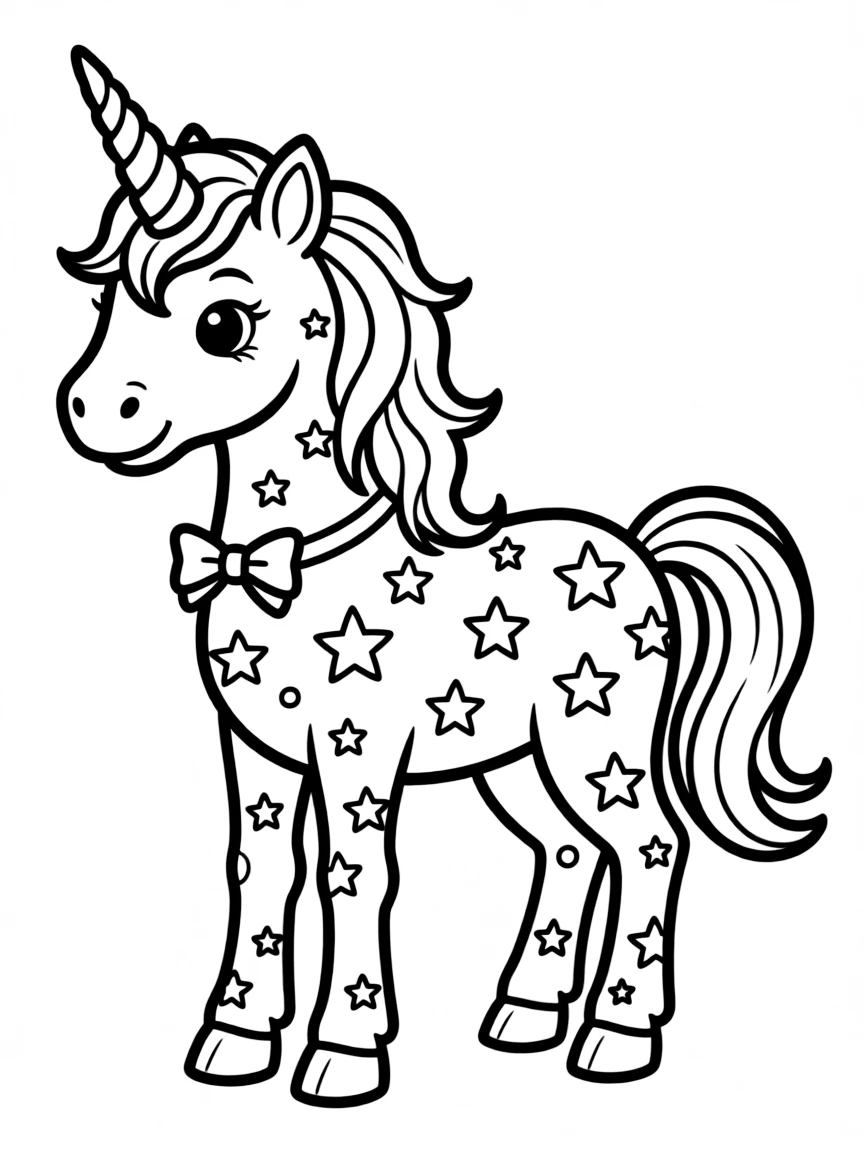 Polka dot unicorn with star-shaped spots
