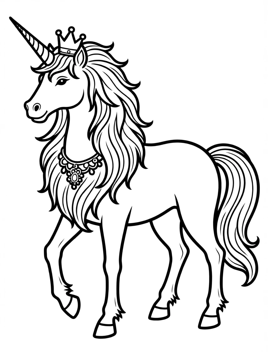 Lion-maned unicorn with royal appearance