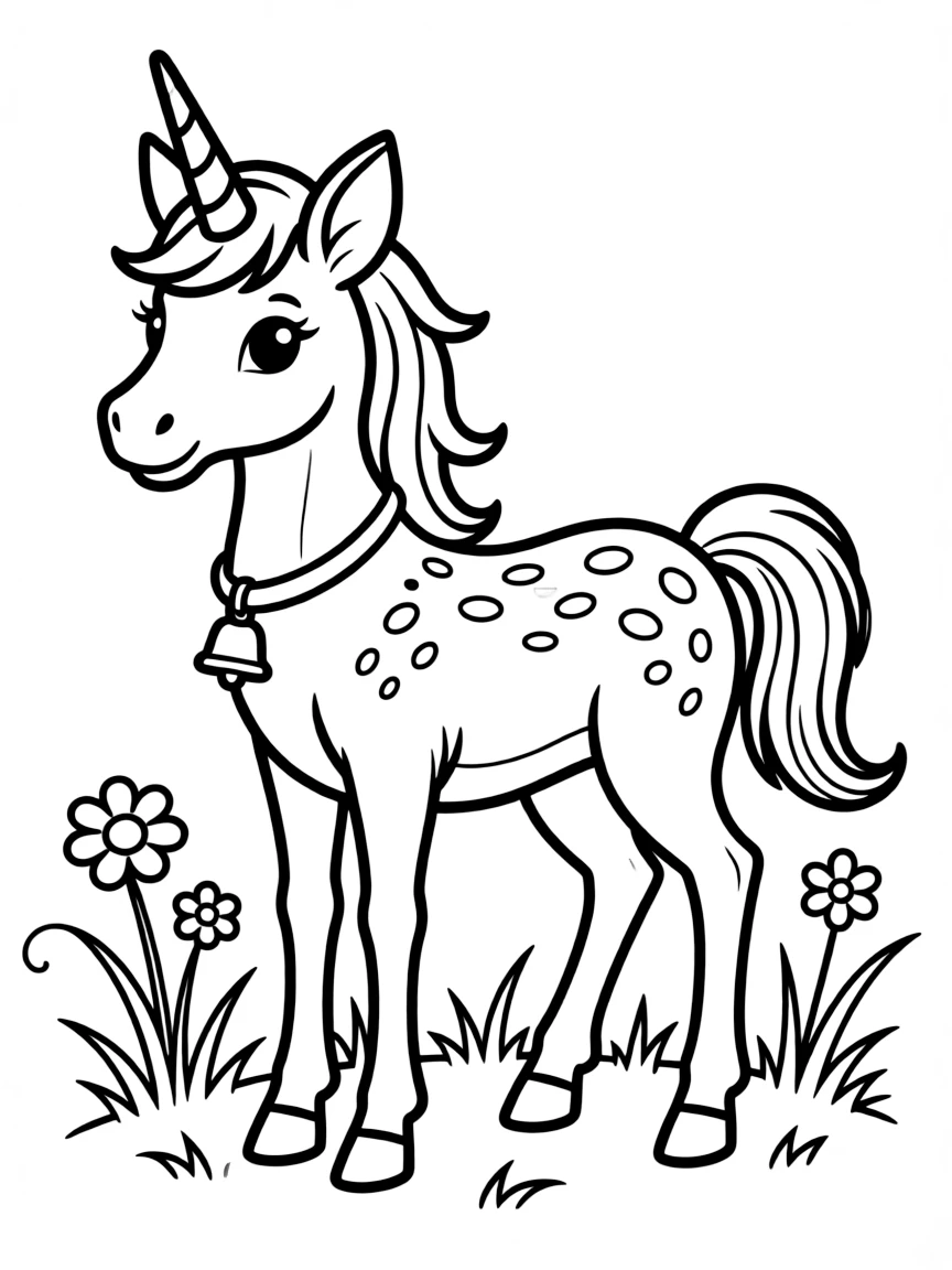 Deer-like unicorn with small antlers and spotted coat