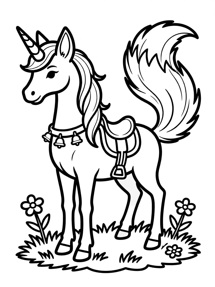 Unicorn with fox-like features and bushy tail