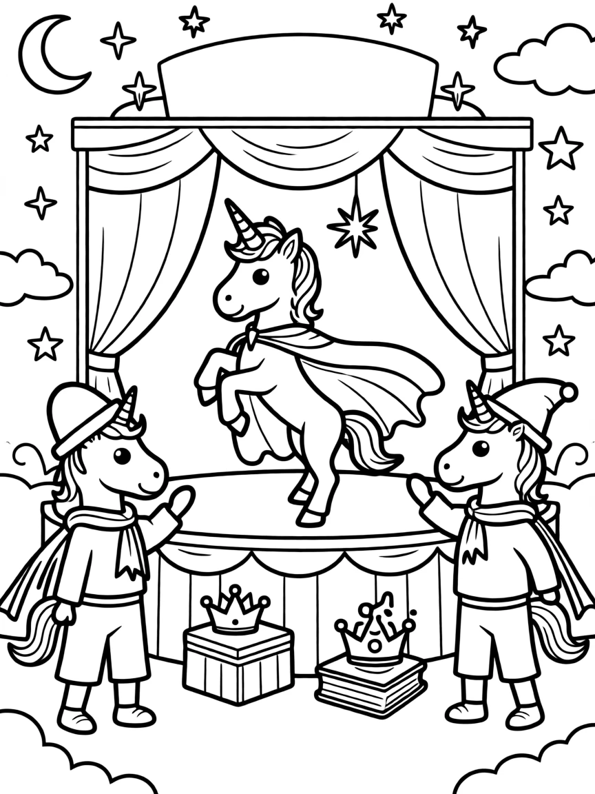 Unicorn theater performing magical plays