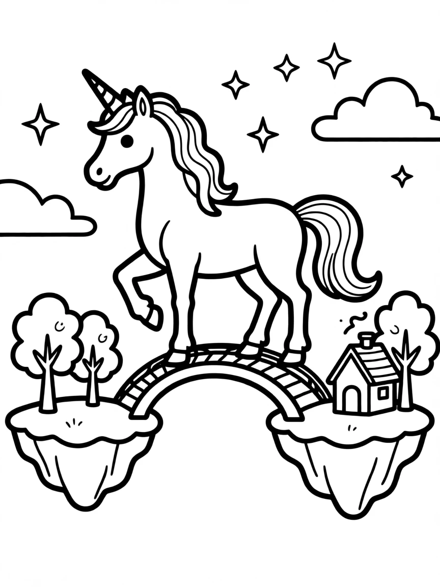 Unicorn creating a bridge between two worlds