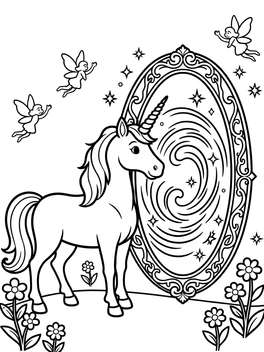 Unicorn opening a portal to fairy realm