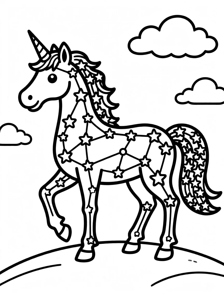 Unicorn composed of interconnected star constellations