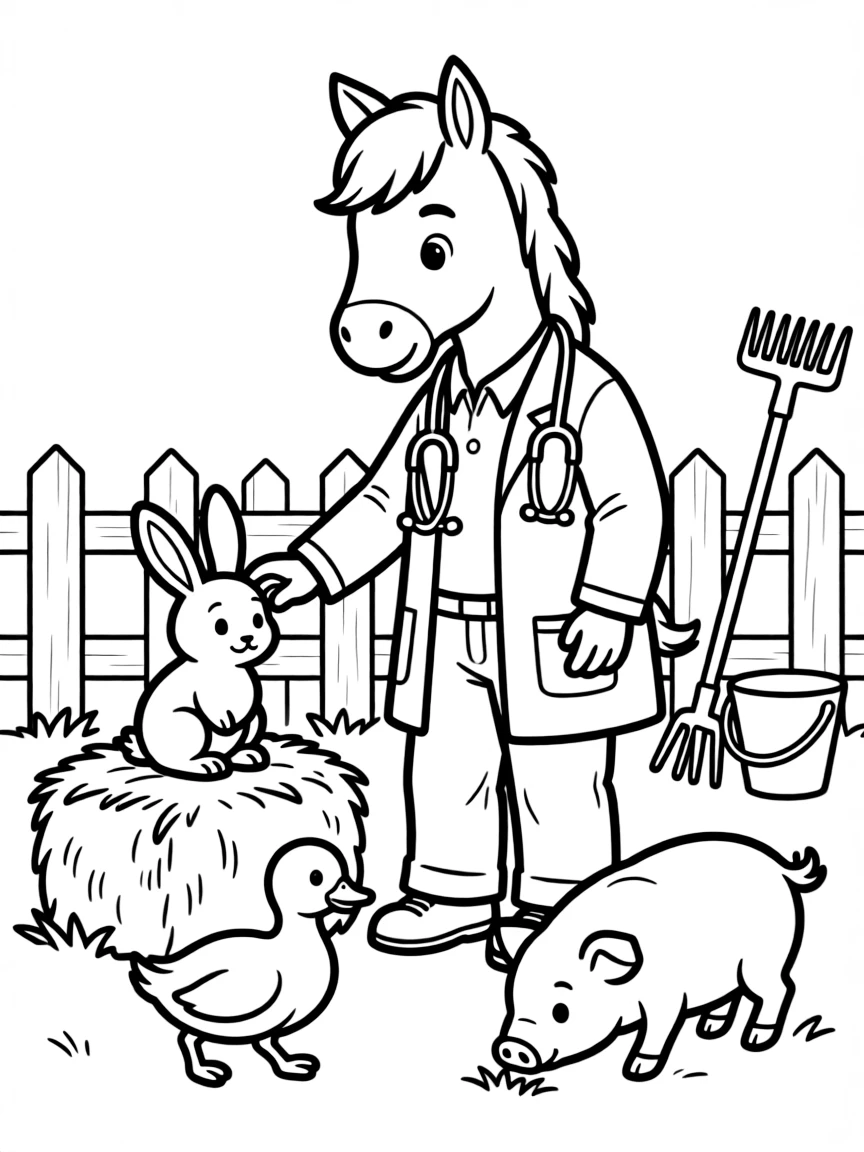 A horse veterinarian caring for smaller farm animals