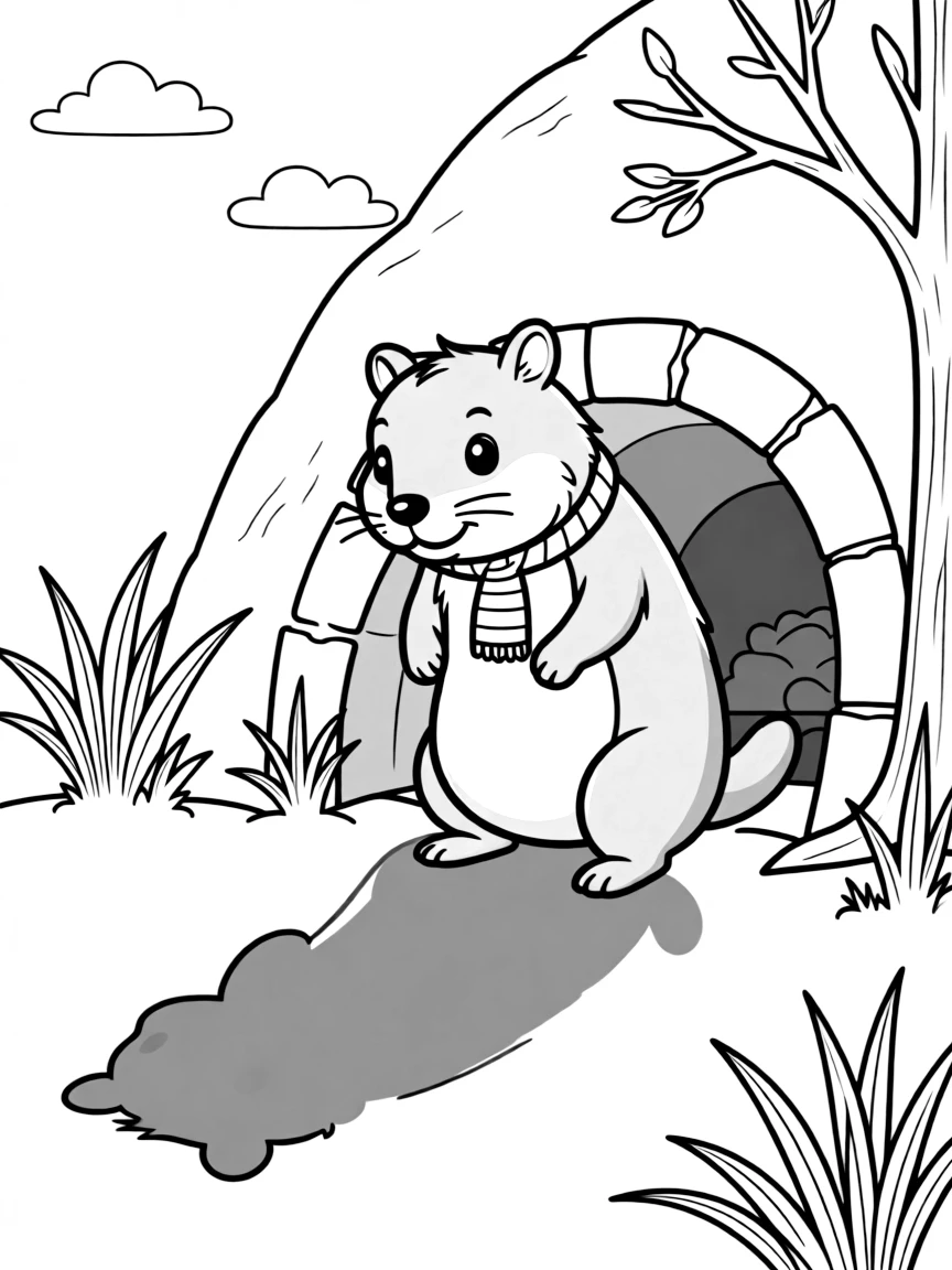 A groundhog checking its shadow on Groundhog Day