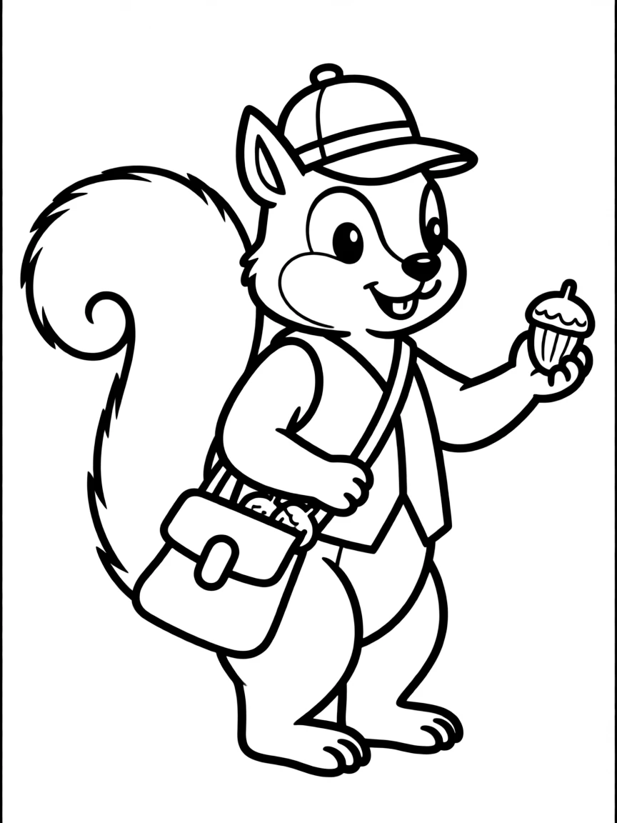 A squirrel mail carrier with a tiny bag of acorn letters