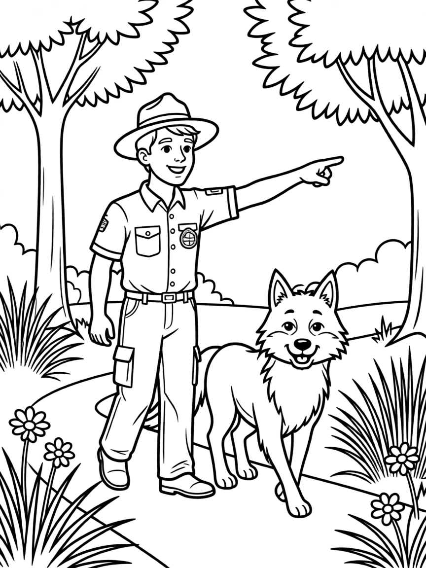 A wolf park ranger leading a nature hike