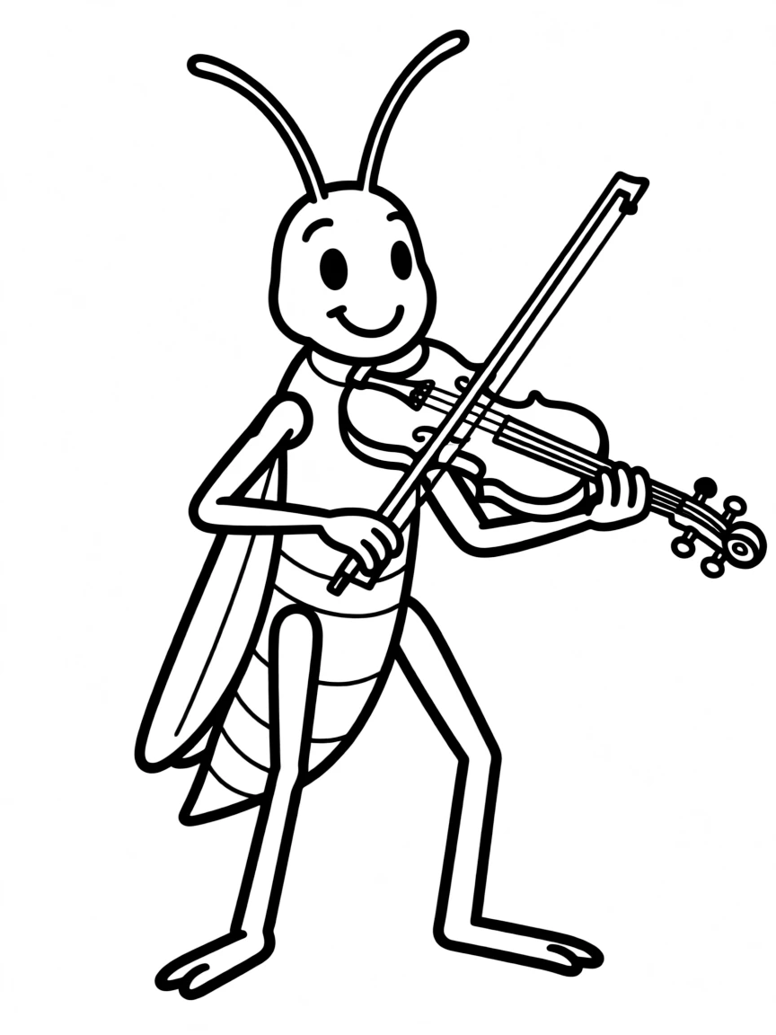 A cricket playing its legs as a violin