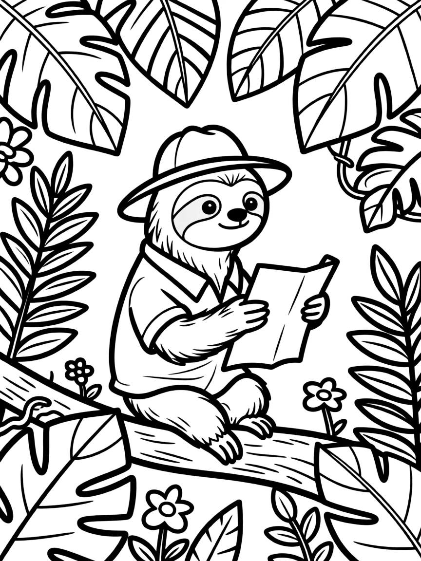 A sloth explorer moving slowly but surely through the canopy