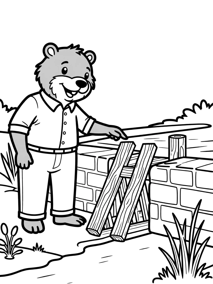 A beaver teacher demonstrating dam engineering
