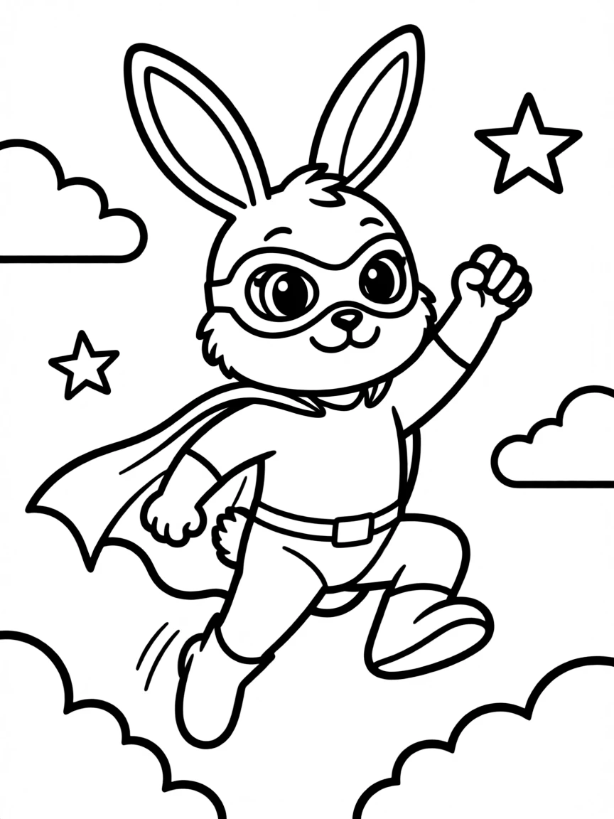 A bunny superhero with super-jumping powers