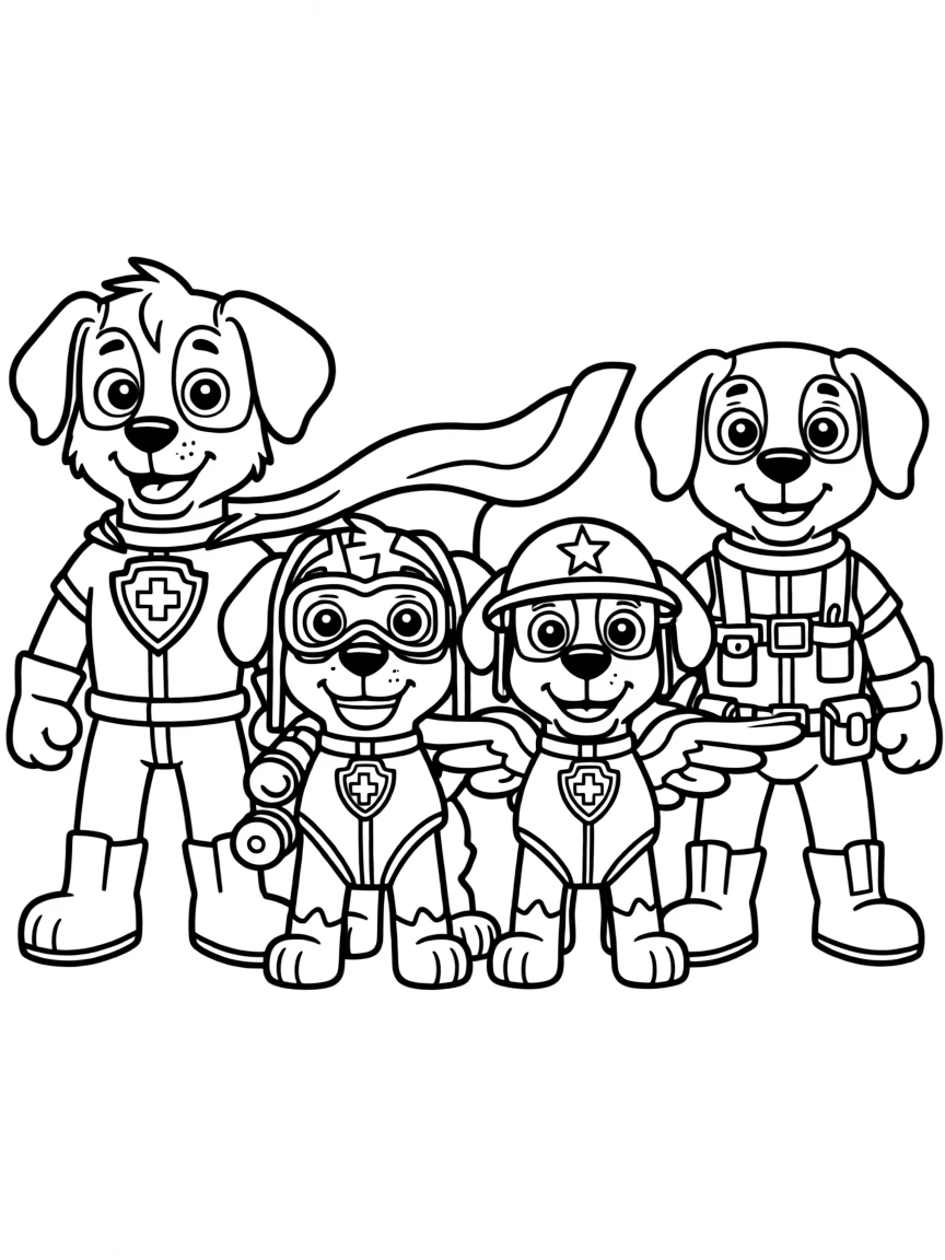 A family of dog superheroes each with different rescue abilities