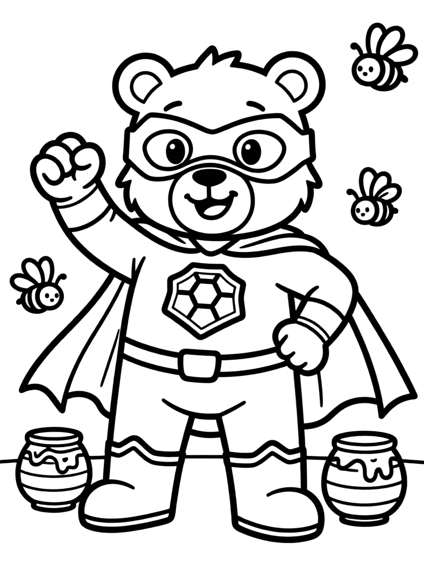 A bear superhero with honey-based super strength