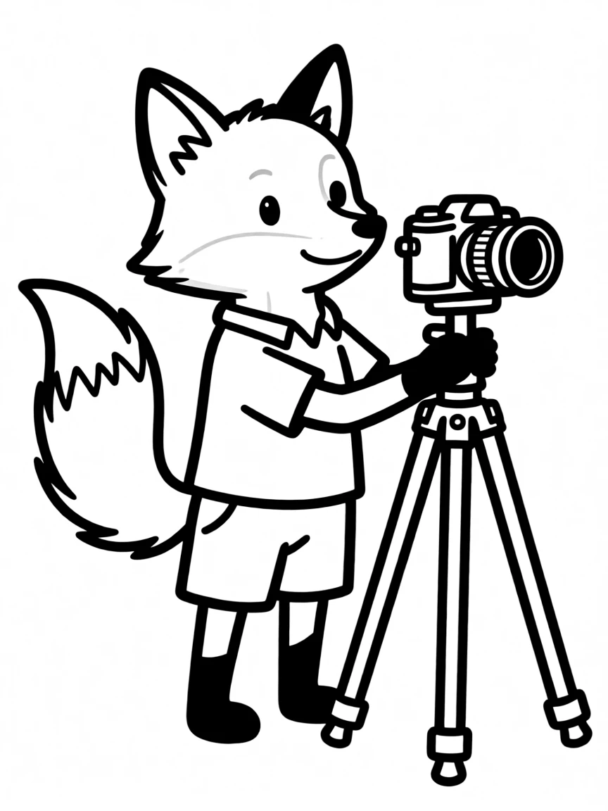 A fox photographer with a bushy tail tripod