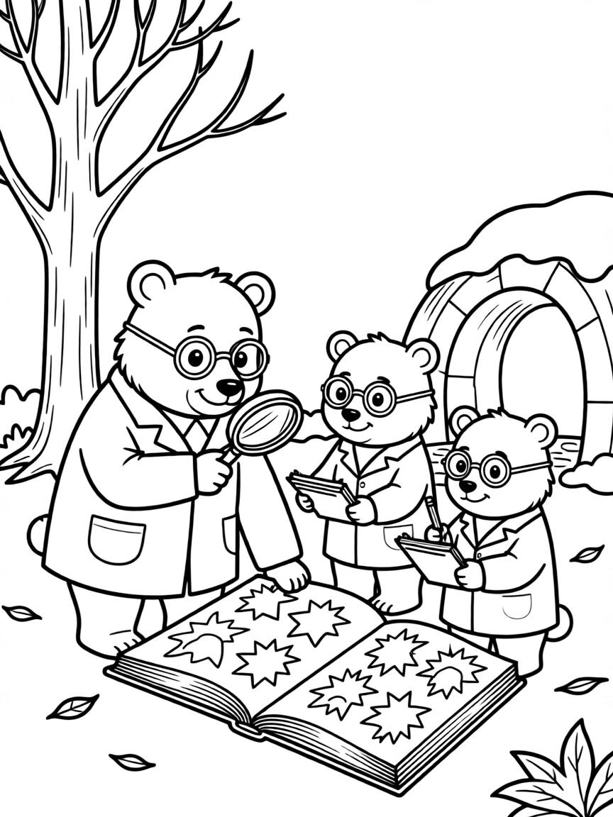 A family of bear scientists studying hibernation patterns