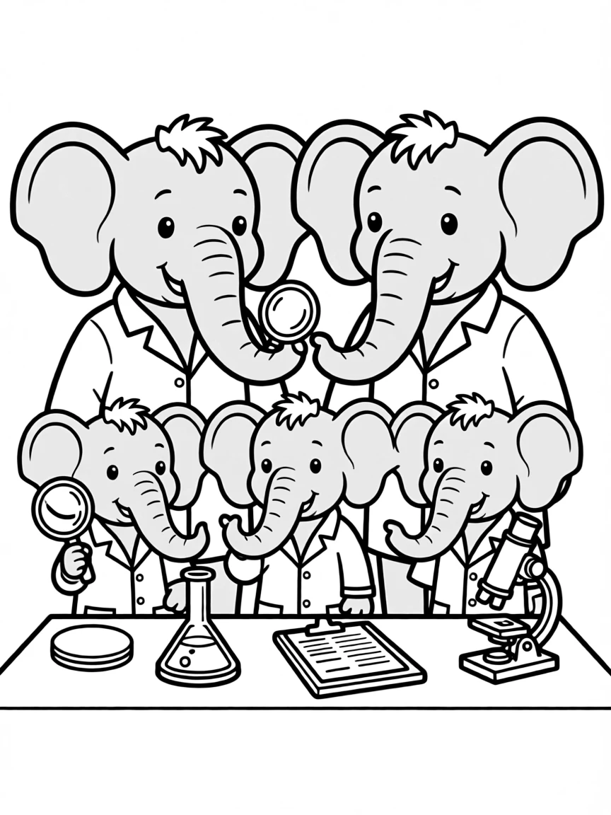 A family of elephant scientists using trunk tools