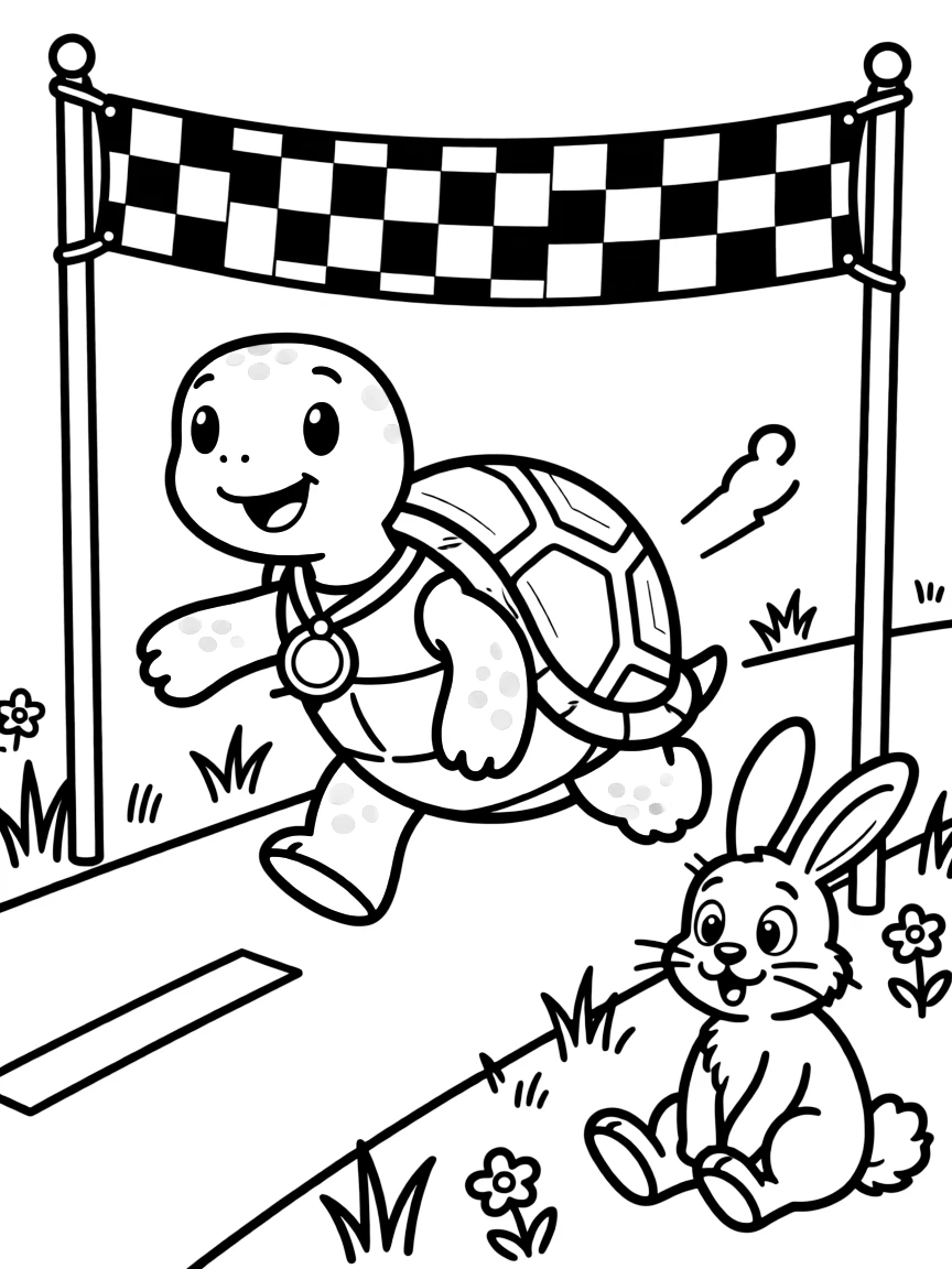 A turtle winning a slow and steady race