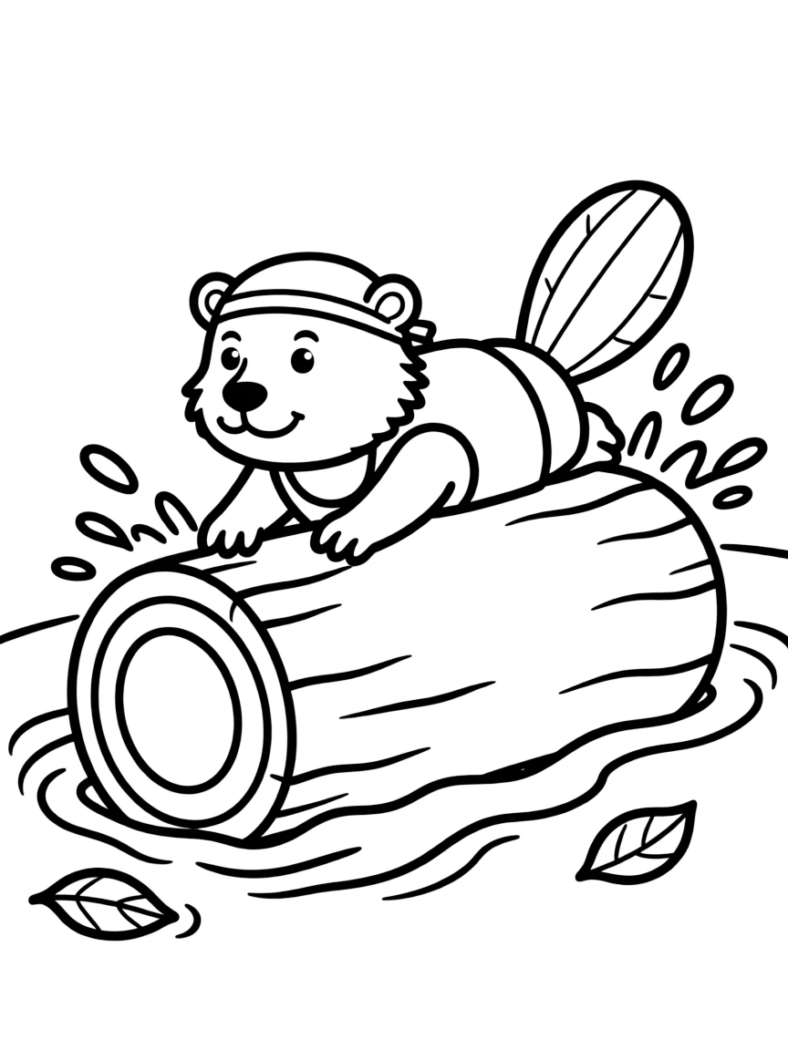 A beaver swimming in a log-rolling competition