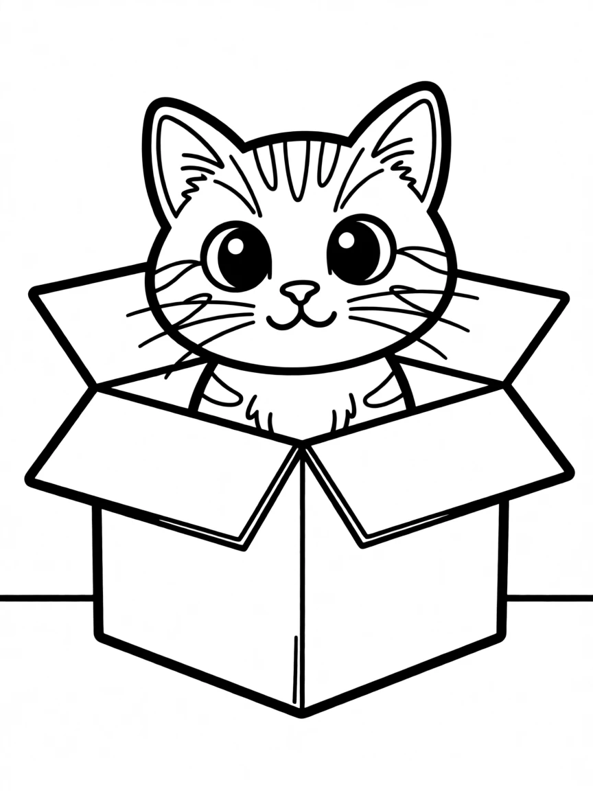A curious cat peeking out from inside a cardboard box