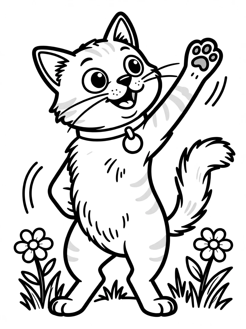 A cat stretching its paws toward the sky
