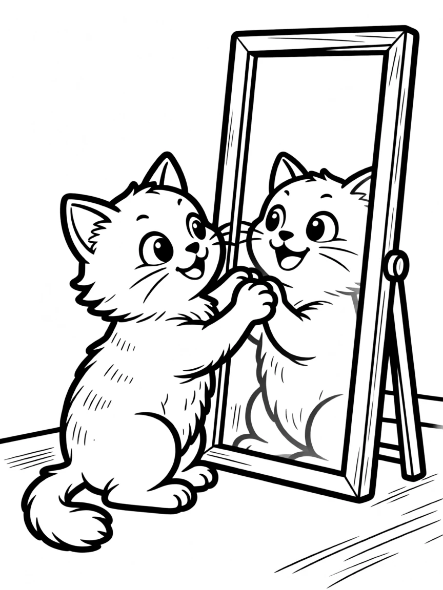 A cat pawing at its reflection in a mirror