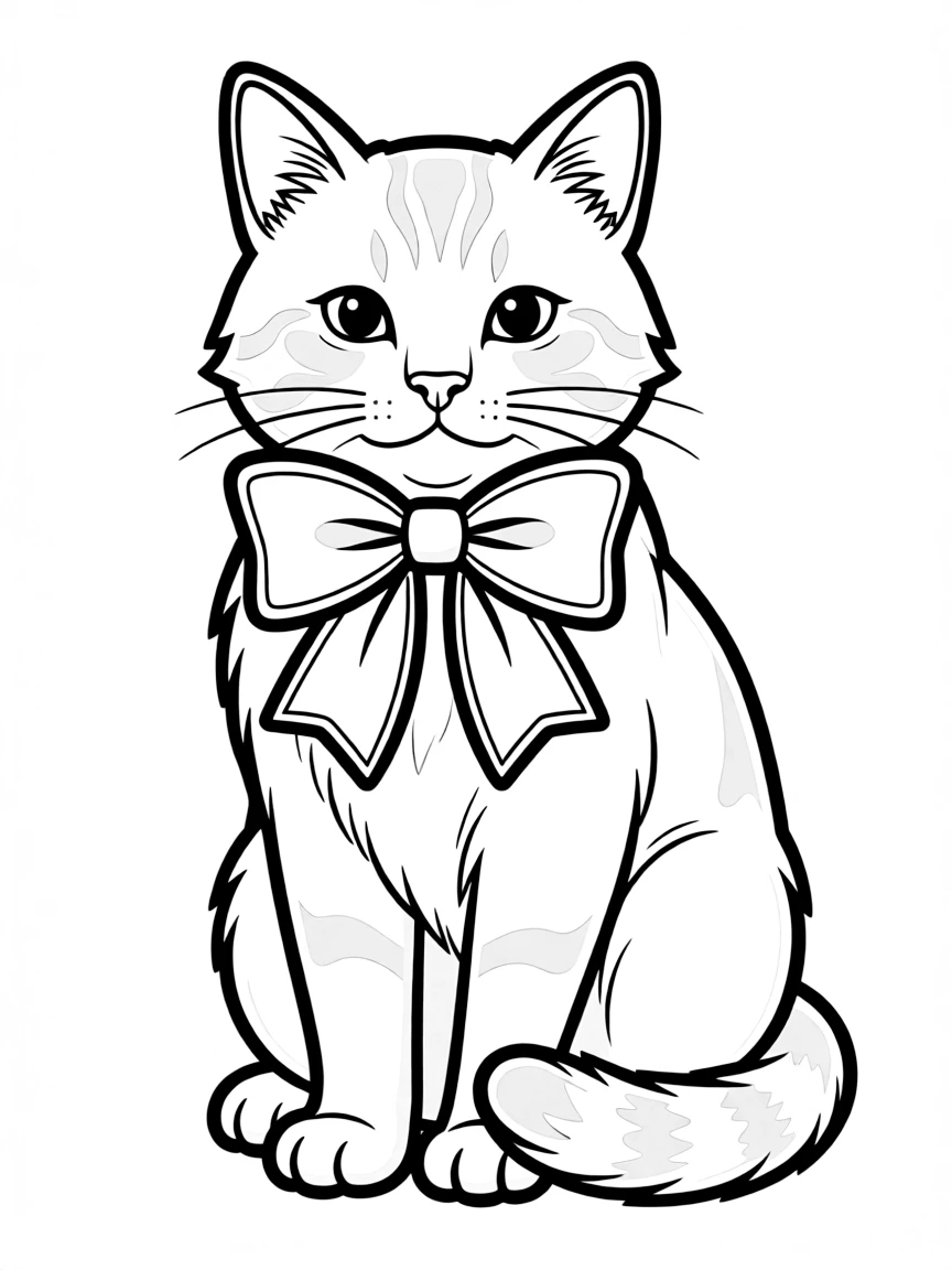 A cat wearing a bowtie and sitting primly