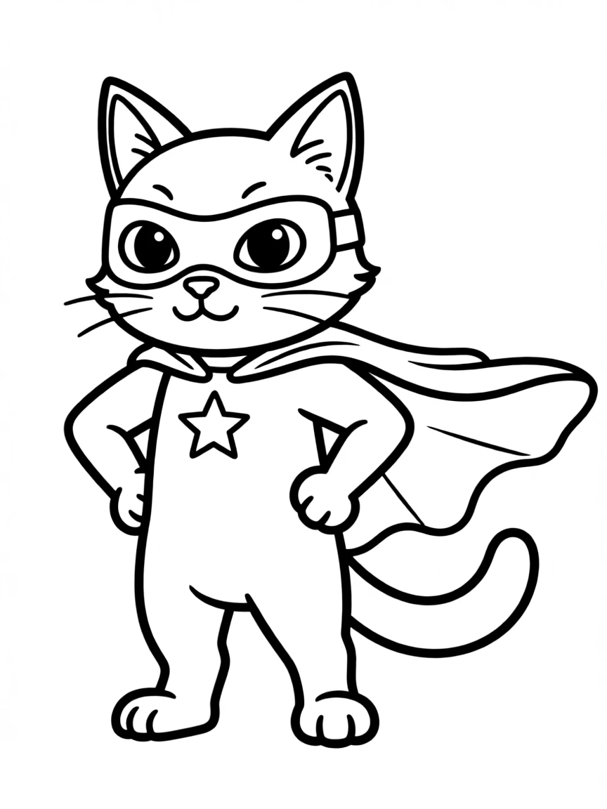 A cat in a superhero cape pose